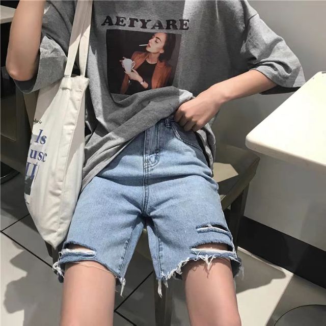 Quần short jeans lửng ngố rách ngang ver.3 kèm ảnh thật