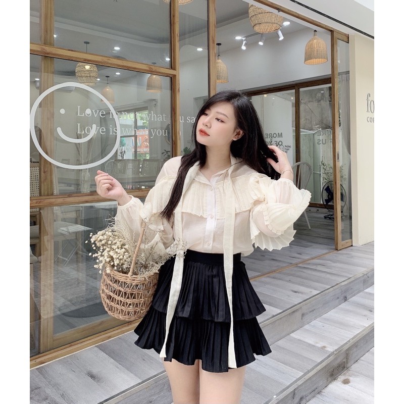 Áo voan chi tiết dập li