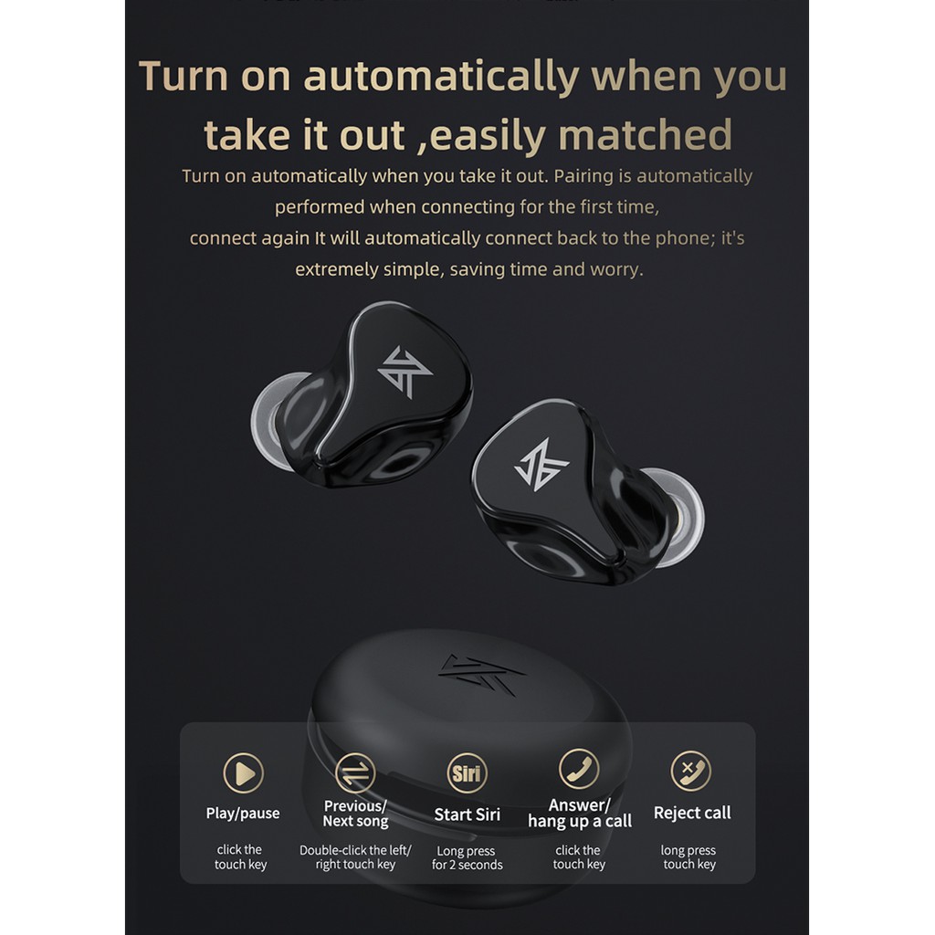 Tai Nghe Bluetooth 5.2 Không Dây Dùng Chơi Game Kz Z1 Pro Tws Cho Z1 S2 S1 / S1D E10 Sa08 Cca Cx4 Cx10