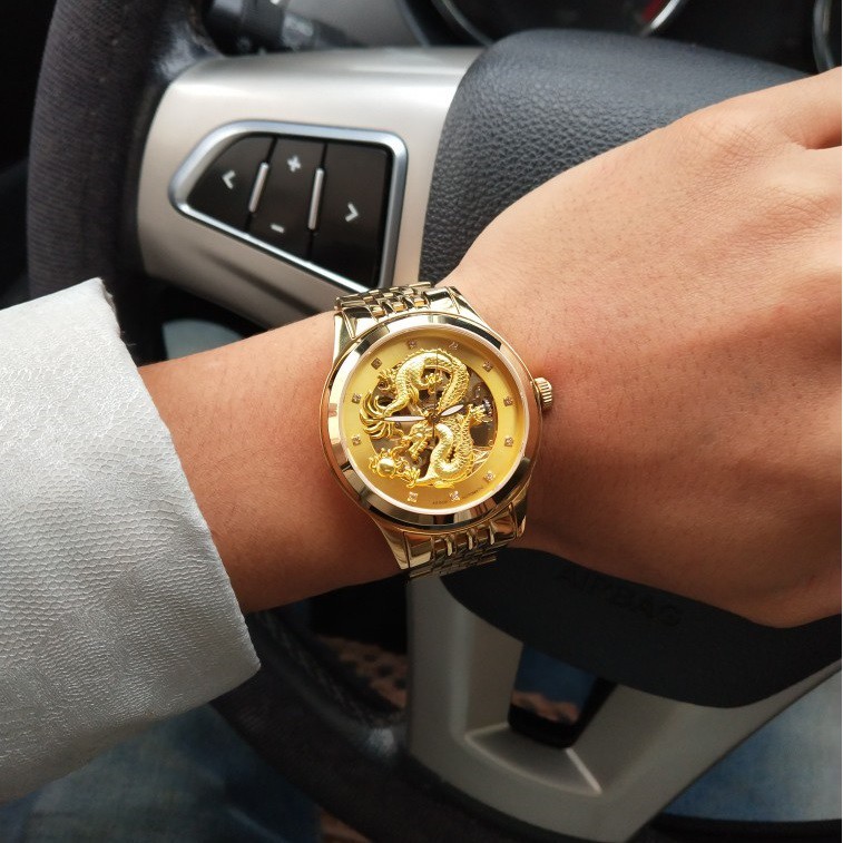 Đồng Hồ Cơ Nam Auto Movt Dây Thép Đúc Đặc Chạy Tự Động Mặt Rồng Vàng Quyền Năng Cực Sang Và Đẳng Cấp | BigBuy360 - bigbuy360.vn