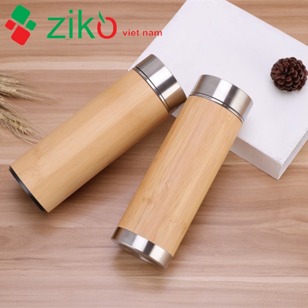 Bình giữ nhiệt cao cấp bằng inox vỏ tre -g hàng cao cấp