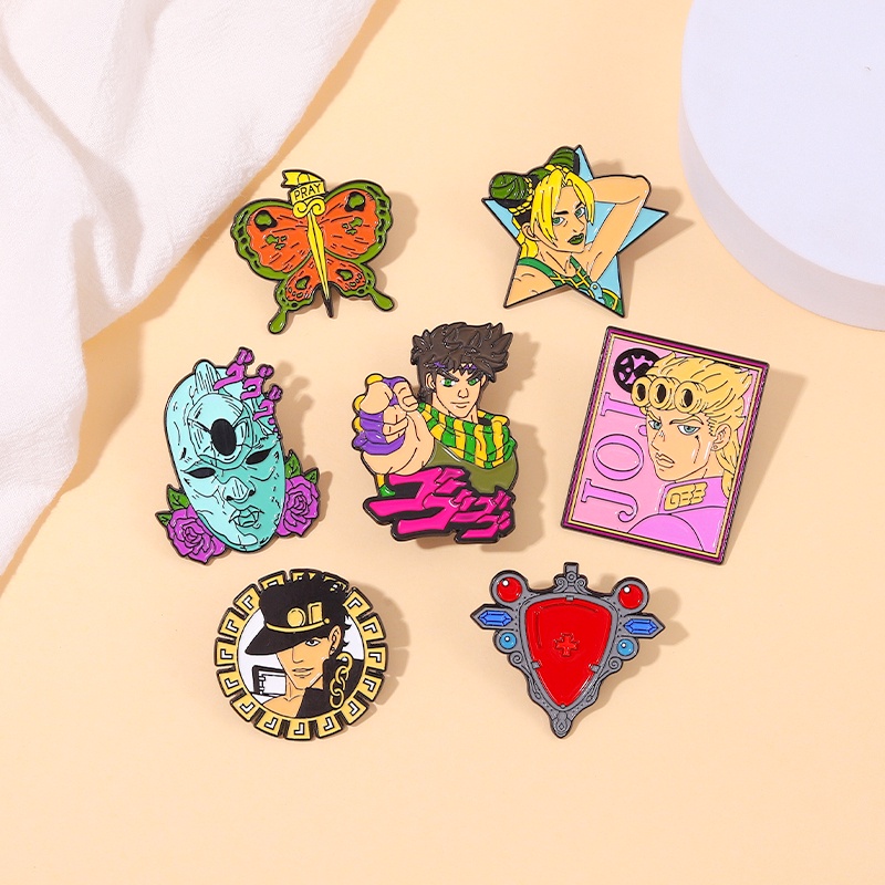 JoJo Enamel Pins Kujo Jotaro Jolyne Cujoh Brooches Lapel Badges Cartoon Funny Jewelry Gift for Kids Friends