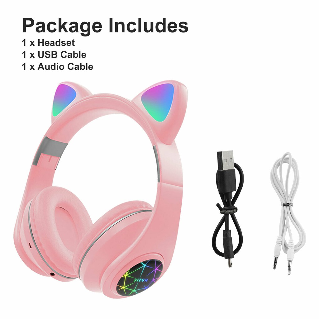 Tai nghe bluetooth hình tai mèo đáng yêu tích hợp mic tiện lợi | BigBuy360 - bigbuy360.vn