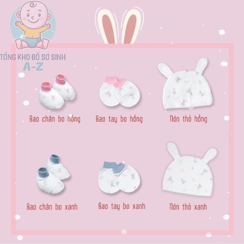 (Tuyển sỉ) Bộ Bao Tay, Chân, Mũ MioMio Cho Bé - Vớ Tay, Chân Cho Trẻ Sơ Sinh