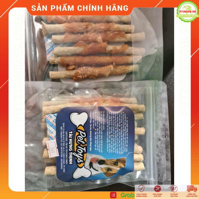 Xương gậm da bò quấn thịt 🦮 FREESHIP 🦮 Pet Snack THT MS: 966 6 cây | bánh thưởng xương gậm da bò sạch răng cho chó cún