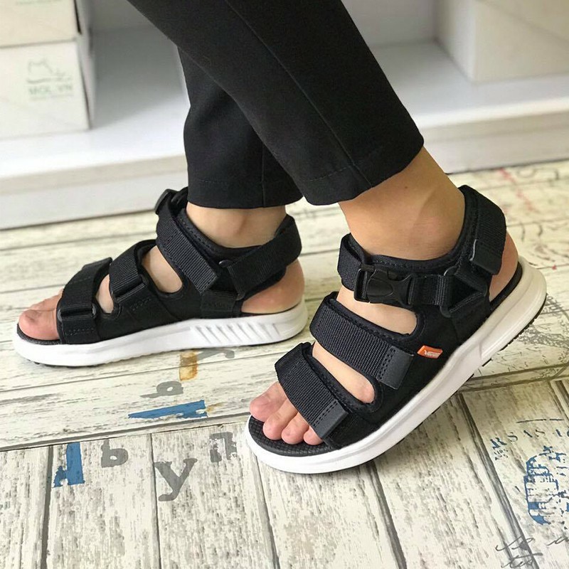 Giày Sandal Vento Nam Nữ SD-NB03 Đen Ghi - Thiết Kế Ba Quai Cá Tính BST Streerwear