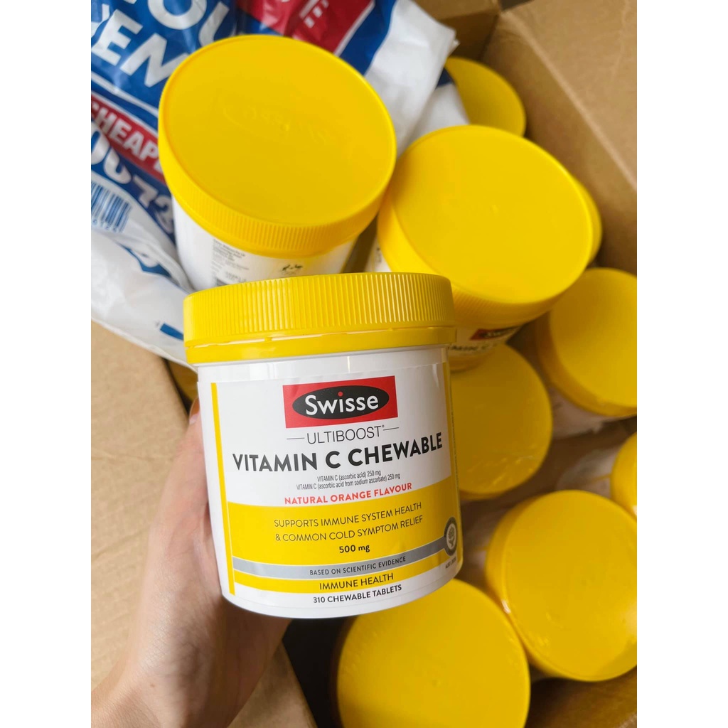 -Viên ngậm bổ sung Vitamin C Swisse VitaminC Chewable 500mg lọ 310 viên