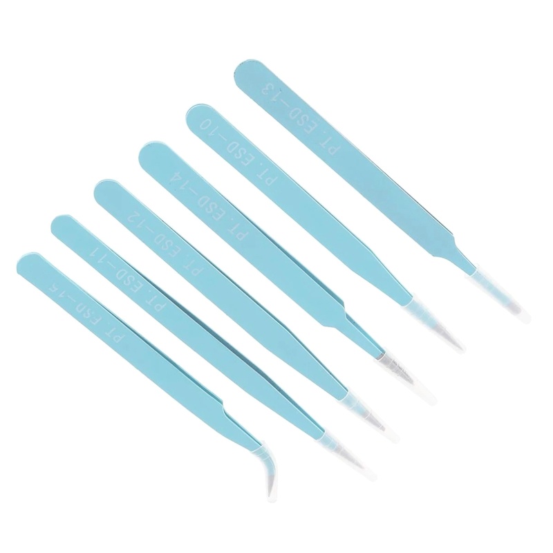 Set 6 Nhíp Nối Dài Lông Mi Bằng Thép Không Gỉ Cách Nhiệt 116mm-133mm