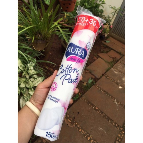 Bông tẩy trang Aura Beauty Nga 100% cotton thiên nhiên 120+30 miếng