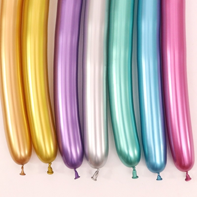 Set 100 Bong Bóng Dài Bằng Latex Phối Kim Loại Nhiều Màu Sắc Dùng Trang Trí Tiệc Sinh Nhật