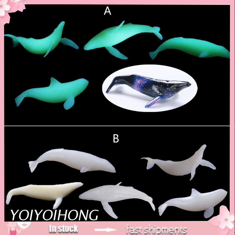 Set 5 khuôn nhựa resin tạo mô hình cá voi màu dạ quang dùng làm đồ trang sức