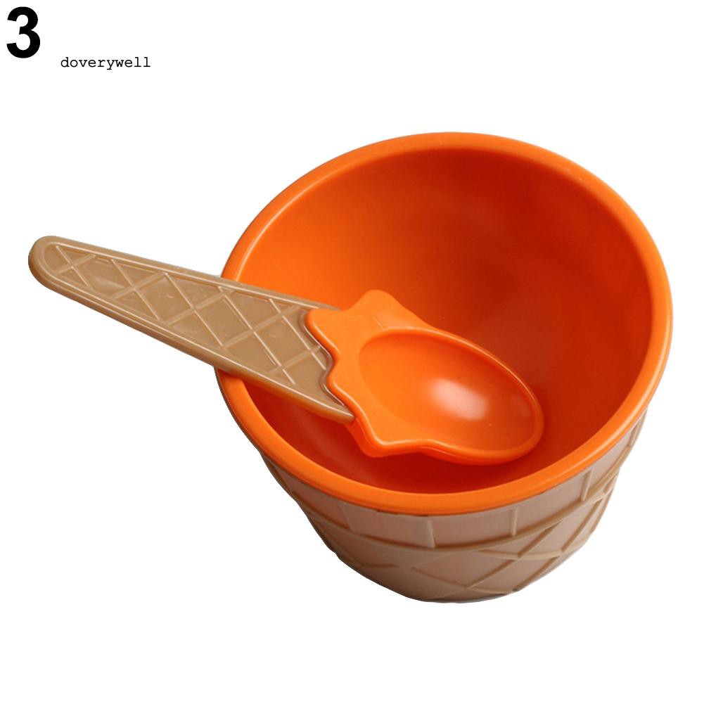Bộ chén nhựa kèm muỗng hình kem sáng tạo cho bé