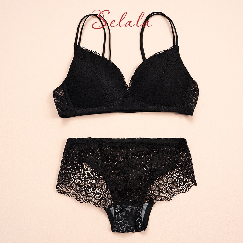 Bộ Đồ Lót Nữ Ren Selala Nâng Ngực Tự Nhiên, Mềm Mỏng Siêu Nhẹ SET01