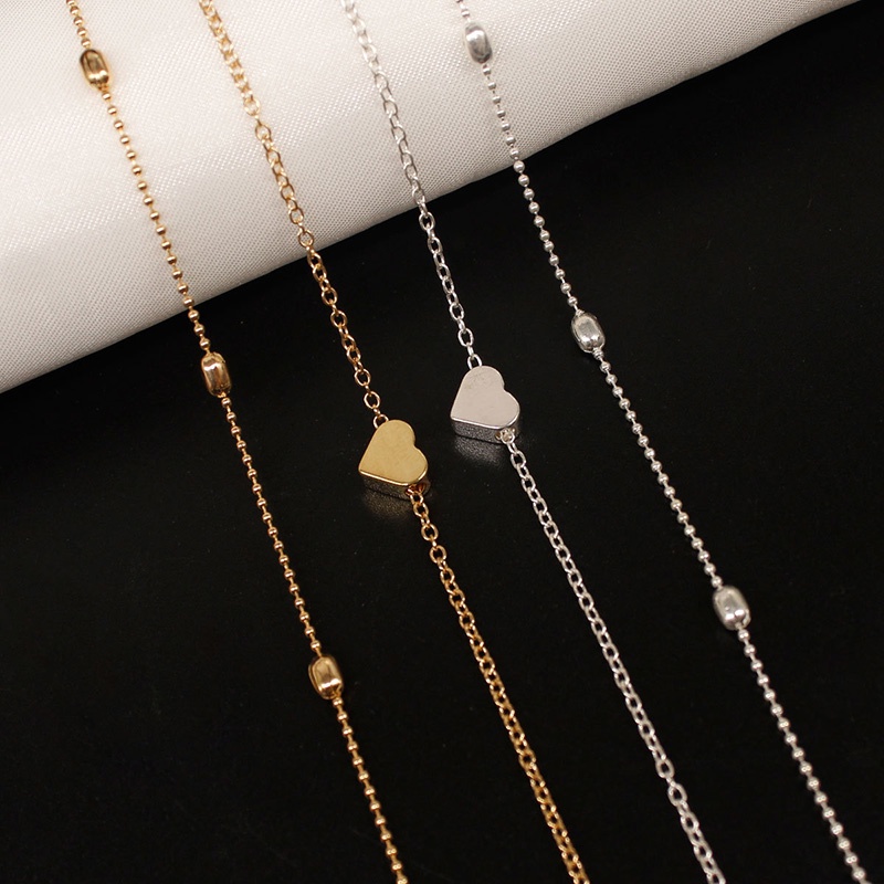 Lắc Chân Hai Lớp Đính Hạt Tròn Và Hình Trái Tim Tua Rua Đơn Giản Phong Cách Mới