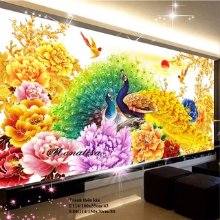 tranh thêu phú quý cát tường kích thước 150x70 cm E114