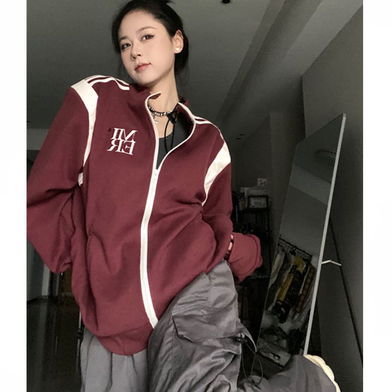 Áo Khoác Bóng Chày Bằng Da Hai Dây Khóa Kéo Phong Cách Hàn Quốc Thời Trang Mùa Thu 2022