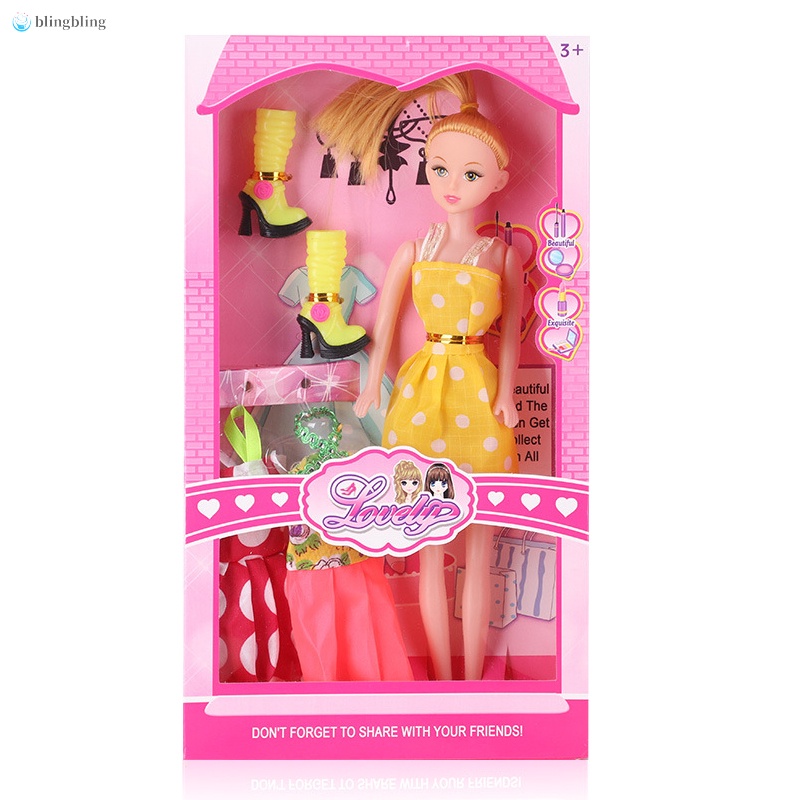 Barbie Doll Small Dressing Kit Cloth-Replaceable Action Doll Princess Play House Jointed Toy Kit for Girl Kids