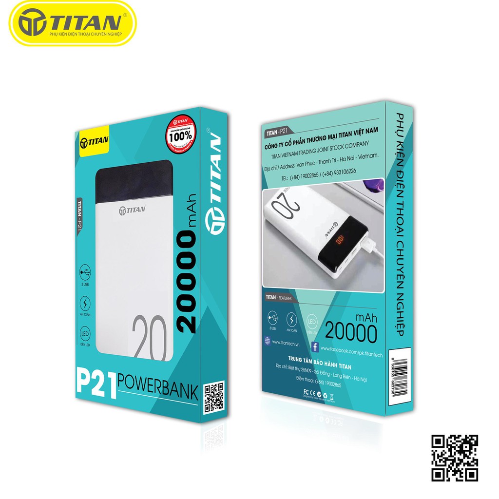 Pin Dự Phòng 20000 MAh TITAN - P21