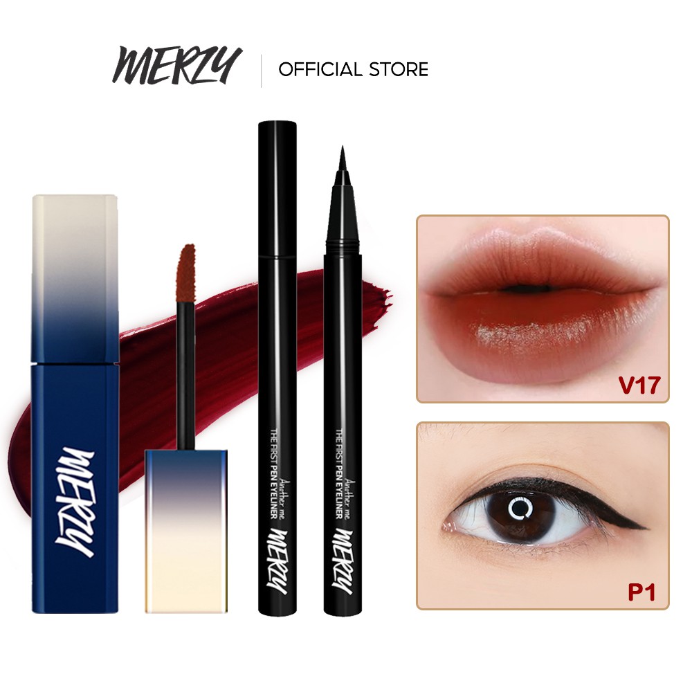 Combo son Merzy The First Velvet Tint 3.8g+Bút kẻ mắt Merzy The First Pen Eyeliner 0.5g