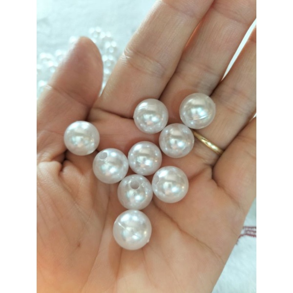 Hạt ngọc trai nhựa size 12li trắng làm handmade
