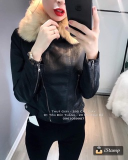 BÁN SỈ ÁO DA CỔ LÔNG CHO NỮ