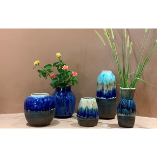 Bình hoa men chảy xanh cao cấp, cắm hoa, trang trí, decor nhà cửa