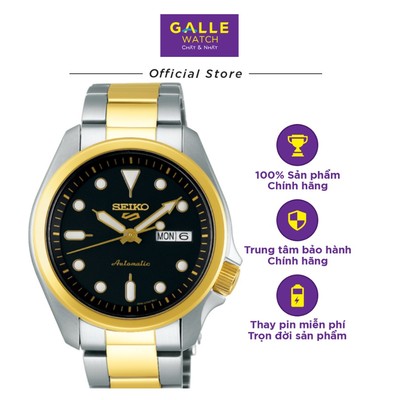Đồng hồ cơ nam Seiko 5 Sports SRPE60K1 kính Hardlex chống xước, chống nước 10 ATM, dây thép không gỉ cao cấp chính hãng