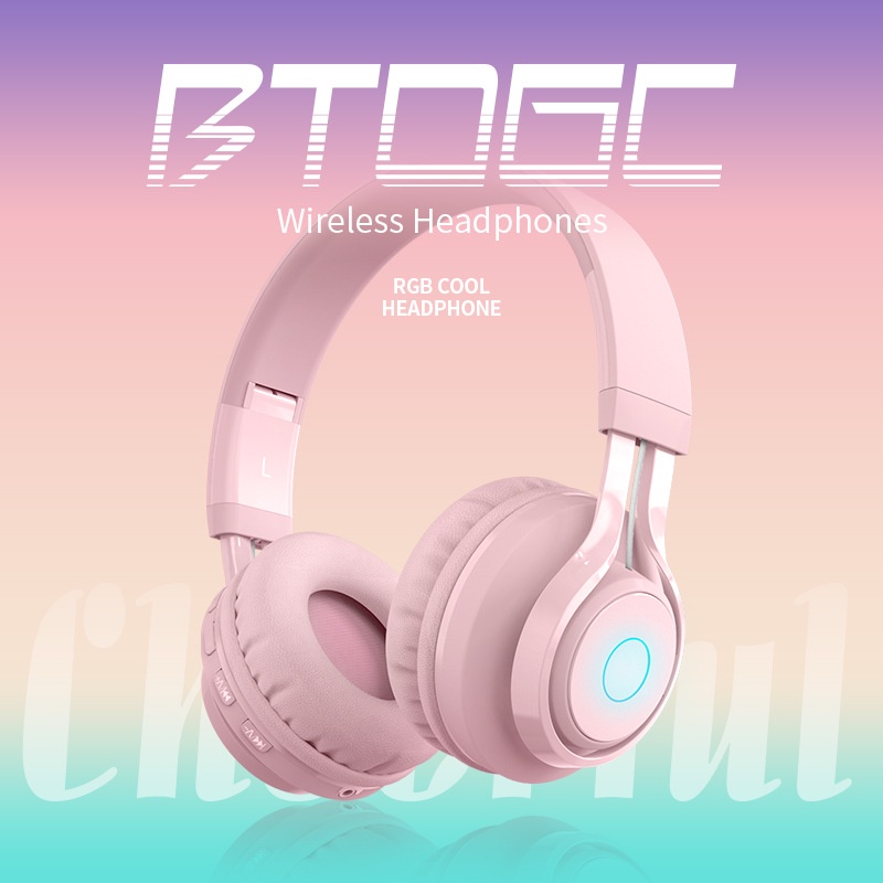 Tai Nghe/Headphone Chụp Tai Bluetooth 5.0 BT06C Không Dây Tích Hợp Đèn LED Êm Tai Hot Trend 2022