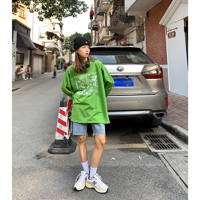 NRVP Quần short jean ống rộng phong cách Hàn Quốc thời trang dành cho nữ