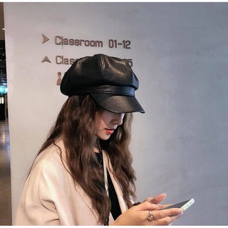 Nón newsboy da cao cấp mũ nồi nữ bằng da mềm