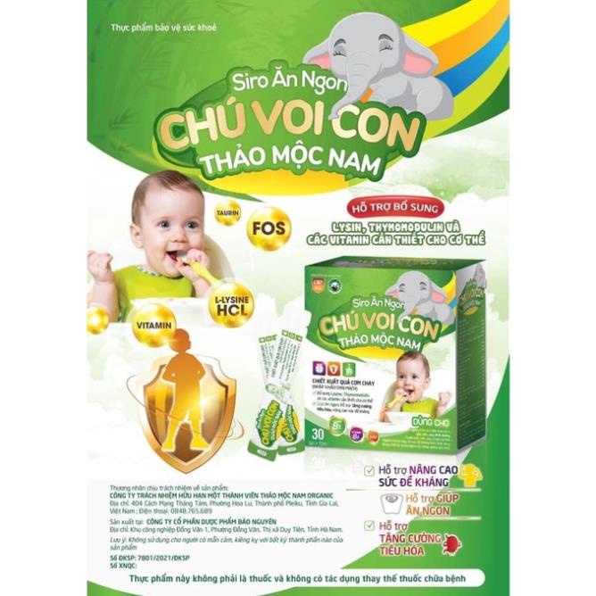 SIRO ĂN NGON CHÚ VOI CON. Dành cho bé từ 6 tháng lười ăn chậm tăng cân và hay ốm vặt.Sp của công ty Thảo Mộc Nam organic