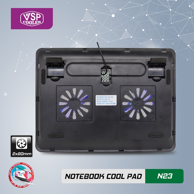 Đế Tản Nhiệt VSP Cooler N23 (2*Fan 8cm )