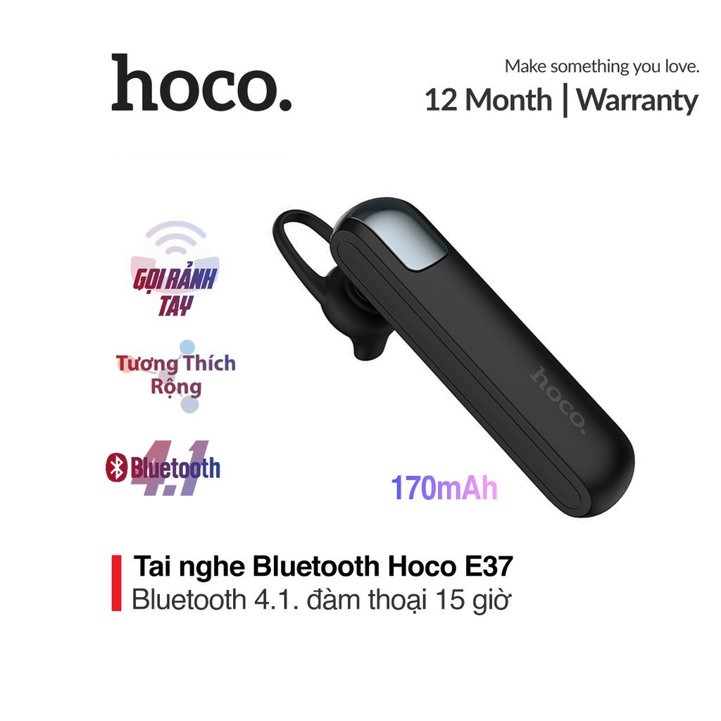 Tai nghe Bluetooth không dây Hoco E37 dung lượng pin 170mAh đàm thoại 15 giờ âm thanh sống động