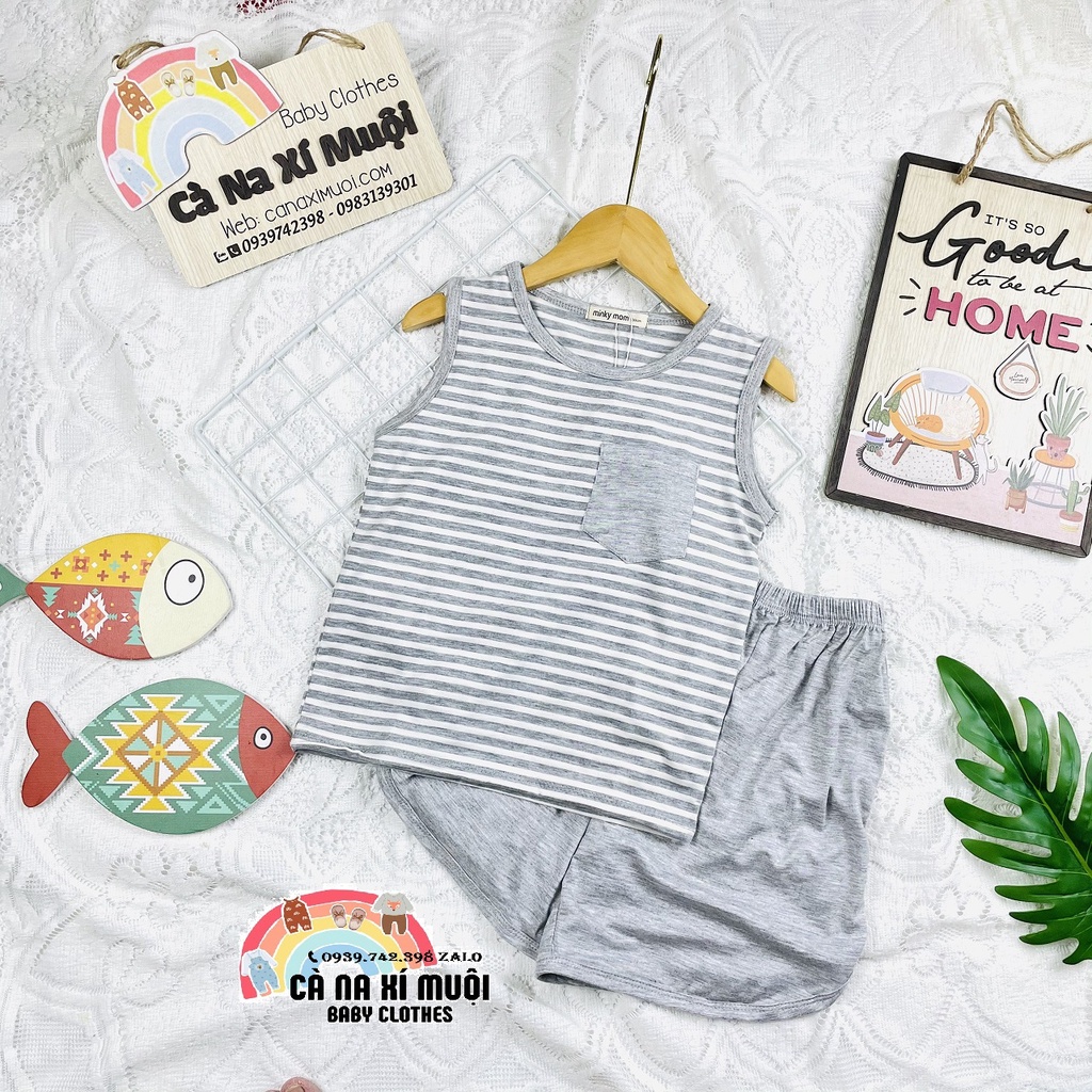 FULLSIZE 17- 33KGBộ Minky Mom Ba Lổ Sọc Cotton Lạnh Cao Cấp Dể Thương Cho Bé Gái Bé Trai, Đủ Màu