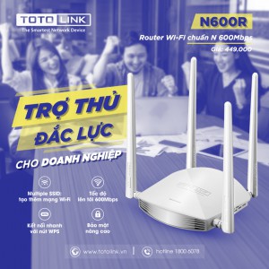 [Mã 159ELSALE hoàn 7% xu đơn 300K] Phát wifi ToTo Link N600R 4 râu tốc độ 600Mpbs