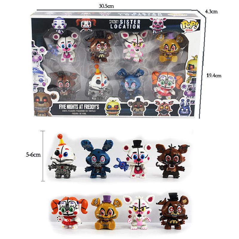 Set 6 Mô Hình Búp Bê Chú Gấu Bonnie Foxy FNAF Dễ Thương Cho Bé