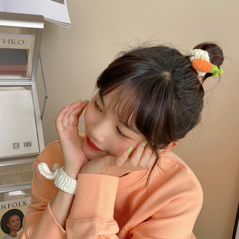 Vòng Tay Cột Tóc Băng Đeo Cổ Tay Đan Móc Knitting Phụ Kiện Cặp Đôi Dễ Thương