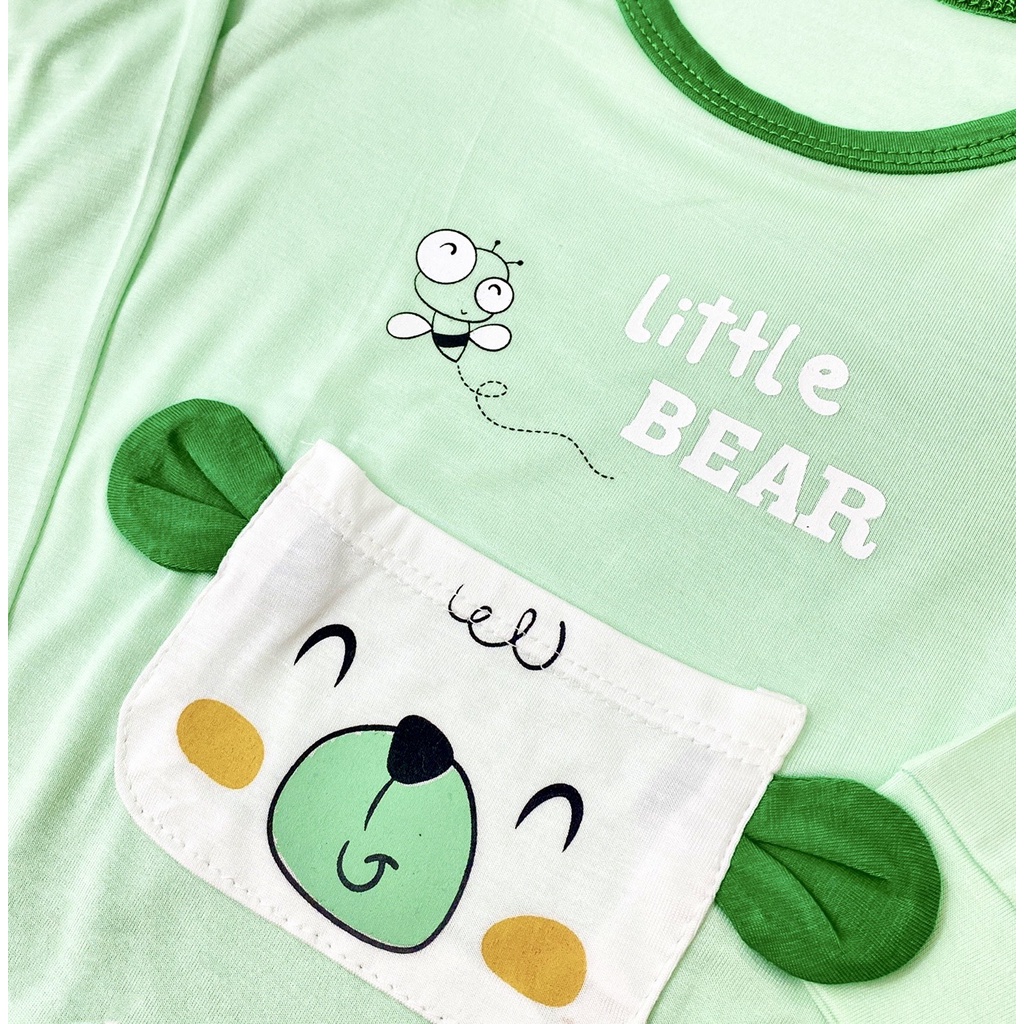 [SALE] Bộ Thun Lạnh Dài Tay Cho Bé Trai, Bé Gái KIMCHIBABY Túi Gấu Trắng, Bộ Quần Áo Cho Bé Mặc Nhà KWTD2212
