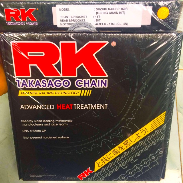 Suzuki Raider Fi O-Ring Chain Kit Bộ Nhông Dĩa Sên Đen Phốt Cao Su Thông Số Zin Chính Hãng RK - Japan