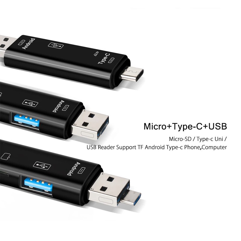 Đầu đọc thẻ OTG USB 3.0 loại C/Micro USB/TF 5 trong 1 chất lượng cao