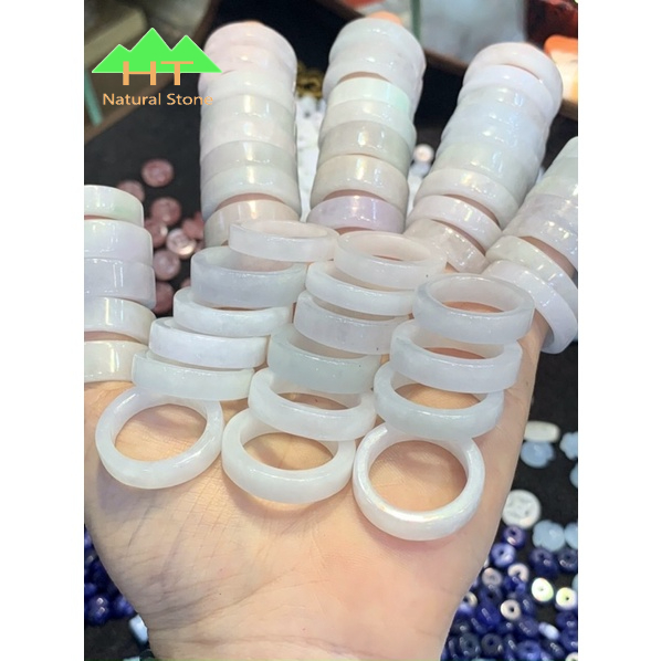 Nhẫn đá Bạch Ngọc có bản tròn và bản vuông