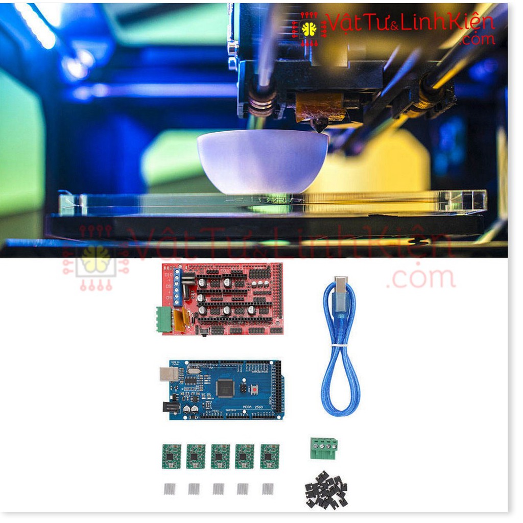 Bộ linh kiện cho máy in 3D USB Mega2560 + Ramp1.4 + driver A4988