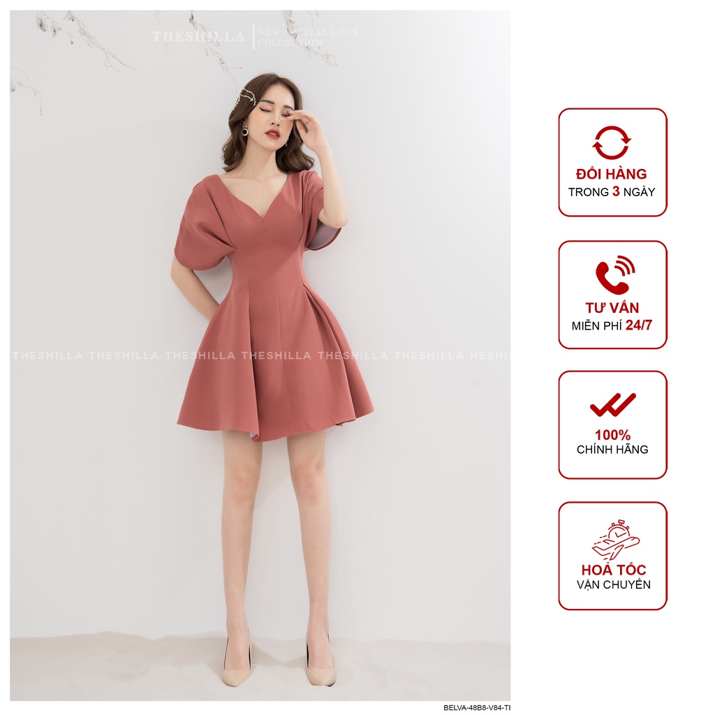 Váy thiết kế cao cấp màu hồng cánh dơi fom xoè [ Có video + Ảnh thật ] The Shilla - Belva-48B8 | BigBuy360 - bigbuy360.vn