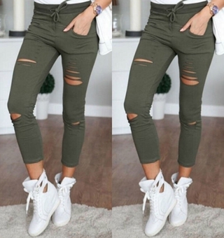Quần Legging Nữ Dài Rách Gối Thời Trang