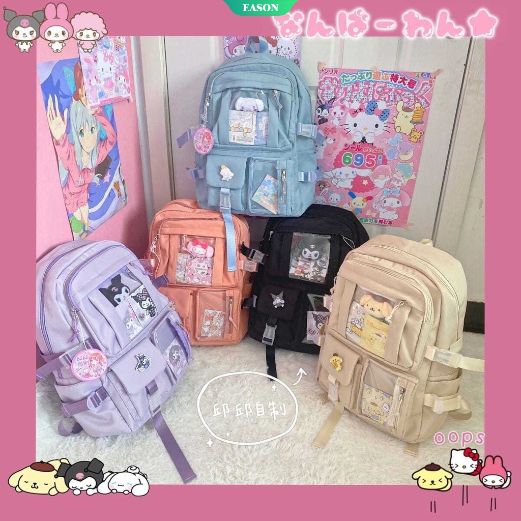 Balo Đi Học Cỡ Lớn In Họa Tiết Hoạt Hình Cinnamoroll Kuromi Và Hello Kitty Dễ Thương Phong Cách Nhật Bản
