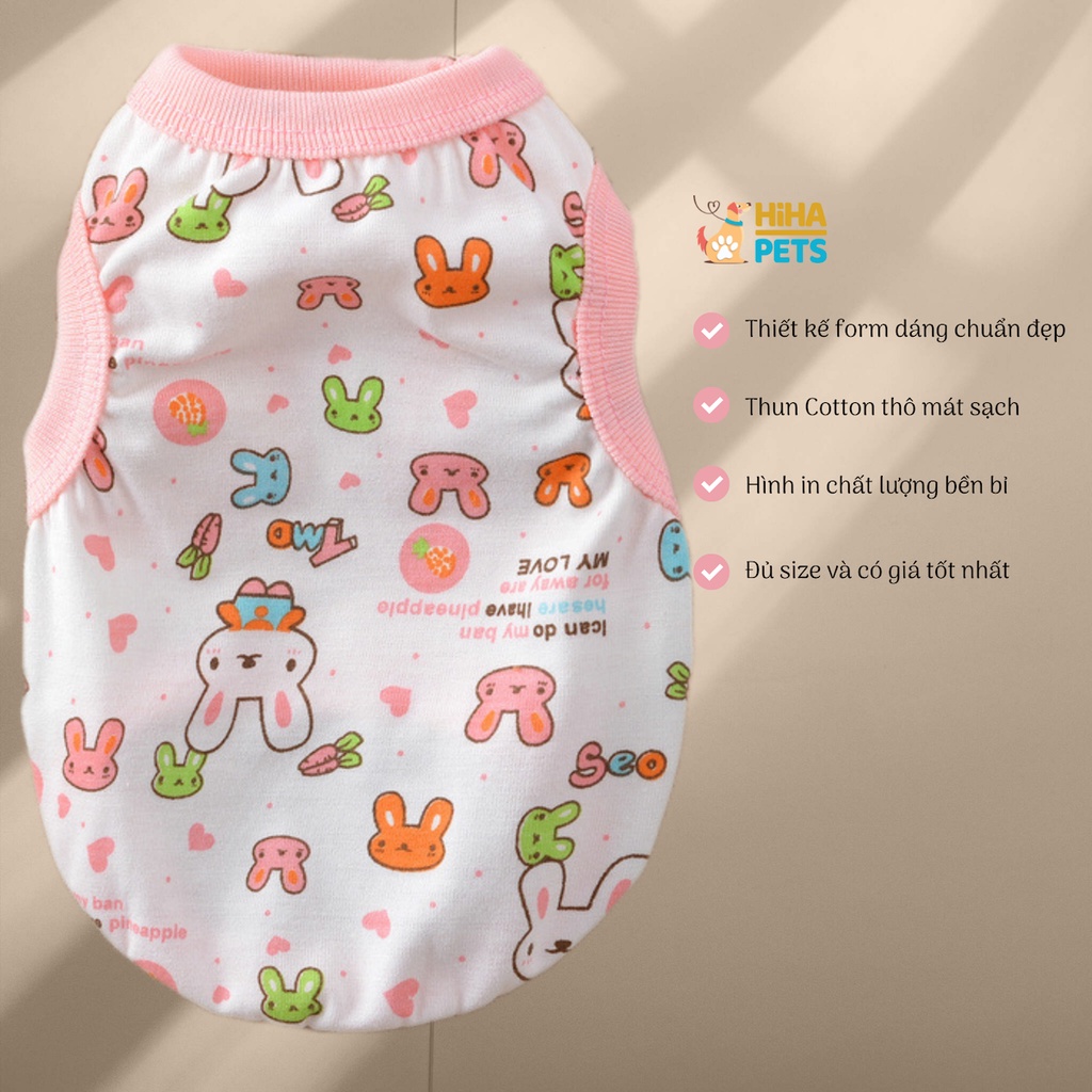 Áo Thun Ba Lỗ Cho Cún Mèo Dễ Thương Quần Áo Thú Cưng Mùa Hè Mát Mẻ Hihapet.