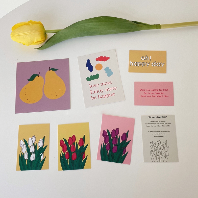 Set 8 Tấm Giấy In Hình Hoa Tulip Dán Tường Trang Trí Tươi Tắn Dễ Thương