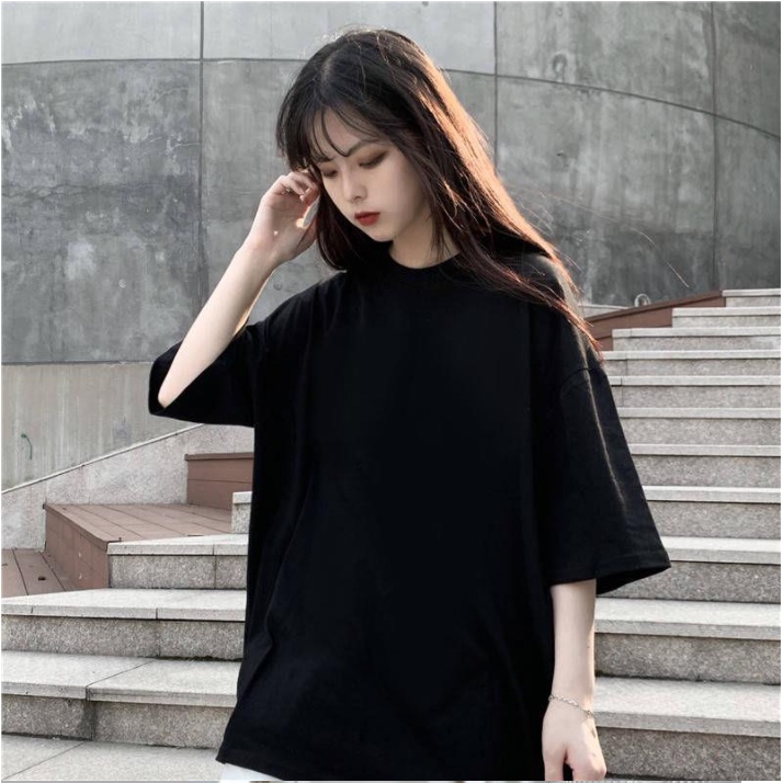 Áo thun unisex nam nữ trơn tay lỡ chất vải  Cotton phông rộng