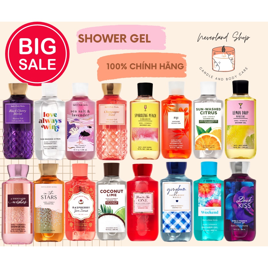 Sữa tắm Bath and body works mùi noel giáng sinh You're the one, Gingham, wishes, Toast, In the Stars, Dark kiss 295ml