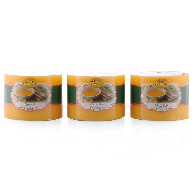 Bộ nến thơm Hạnh Phúc 5 - Bộ 3 nến thơm D7H5 Miss Candle NQMD7H5 7 x 5 cm ((Vàng nhạt, hương sả chanh